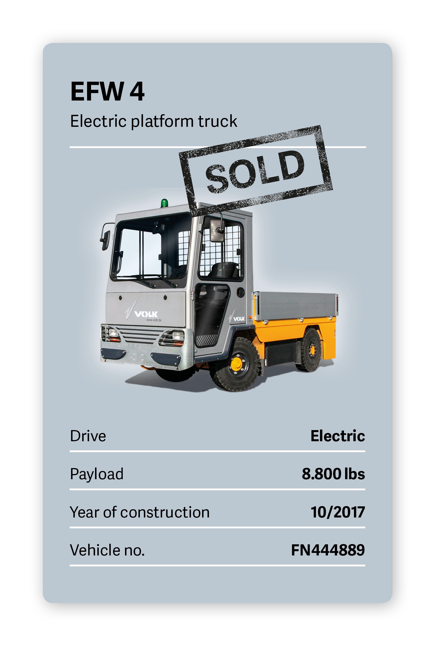 VOLK Electric platform truck EFW 4 Used