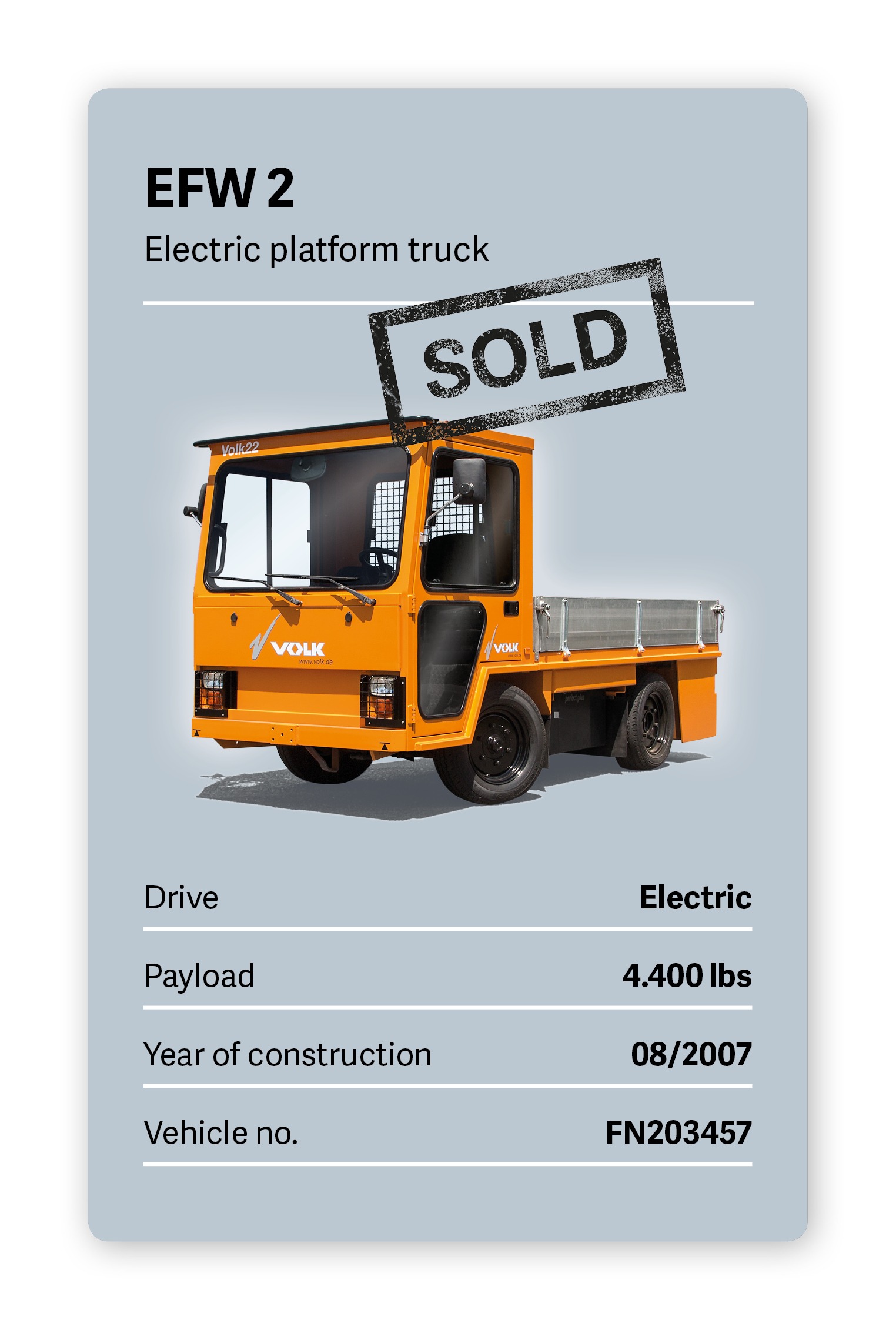 VOLK Electric platform truck EFW 2 Used